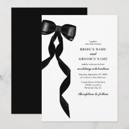 Formal Black Bow Ribbon Elegante Hochzeit Einladung