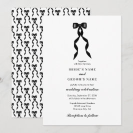 Formal Black Bow Ribbon Elegante Hochzeit Einladung