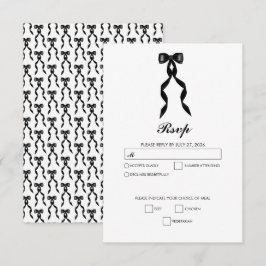 Formal Black Bow Ribbon Elegante Hochzeit RSVP Karte