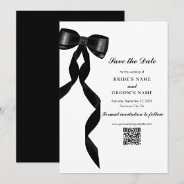 Formal Black Bow Ribbon Elegante Hochzeit Save The Date
