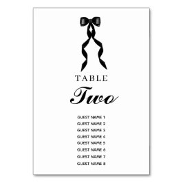 Formal Black Bow Ribbon Elegante Hochzeit Tischnummer