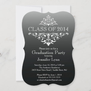 Formal Black Elegant Blüh Graduation Party Einladung