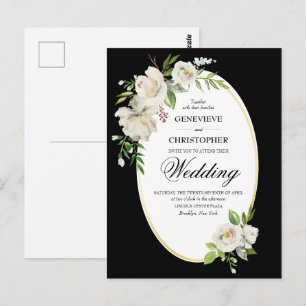 Formal Black Floral Wedding Einladung Postkarte