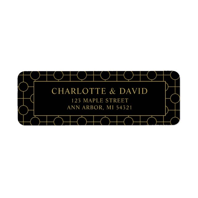 Formal Black Gold Geometric Wedding Label (Vorne)