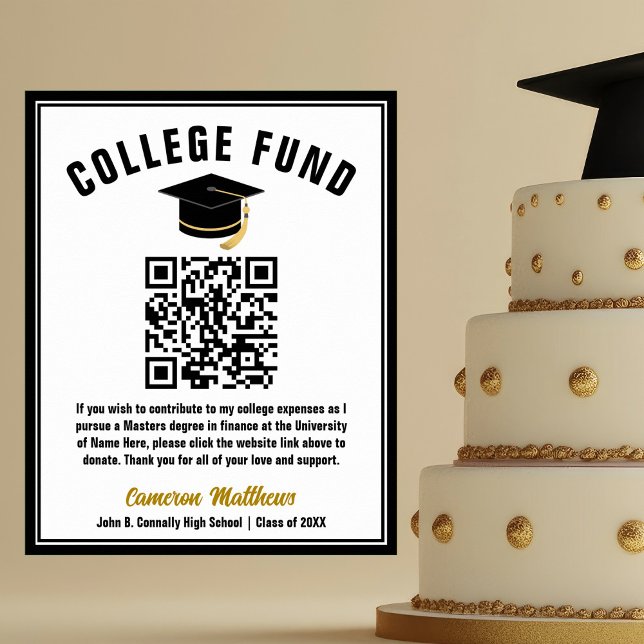 Formal Black Graduate Uni Fund QR Code Poster (Von Creator hochgeladen)