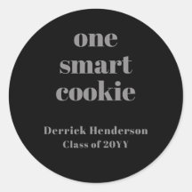 Formal Black Gray One Smart Cookie Round Aufkleber