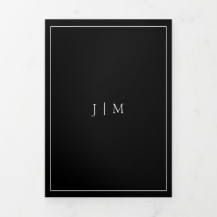 Formal Black Simple Frame Moderne Hochzeit Dreifach Gefaltete Karte