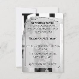 Formal Black Tie White Flower Ceremony wedding Einladung