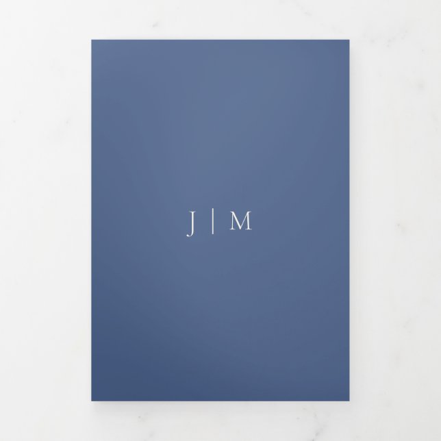 Formal Blueberry Blue Modern Wedding Dreifach Gefaltete Karte (Cover)