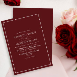 Formal Burgundy Classic Script Wedding Einladung