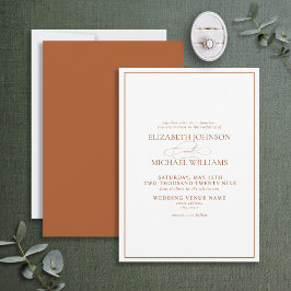 Formal Burnt Orange Classic Script Wedding Einladung