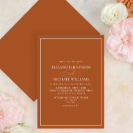 Formal Burnt Orange Classic Script Wedding Einladung