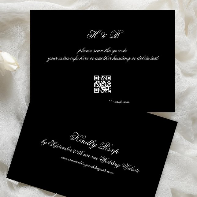 Formal Calligraphy Black QR CODE Wedding RSVP Card Einladung (Von Creator hochgeladen)
