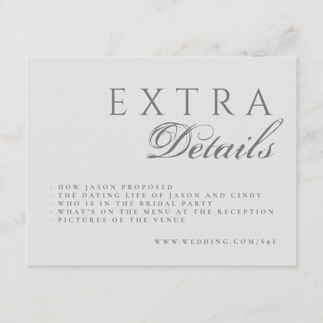 Formal Calligraphy Elegant Wedding Begleitkarte (Vorderseite)