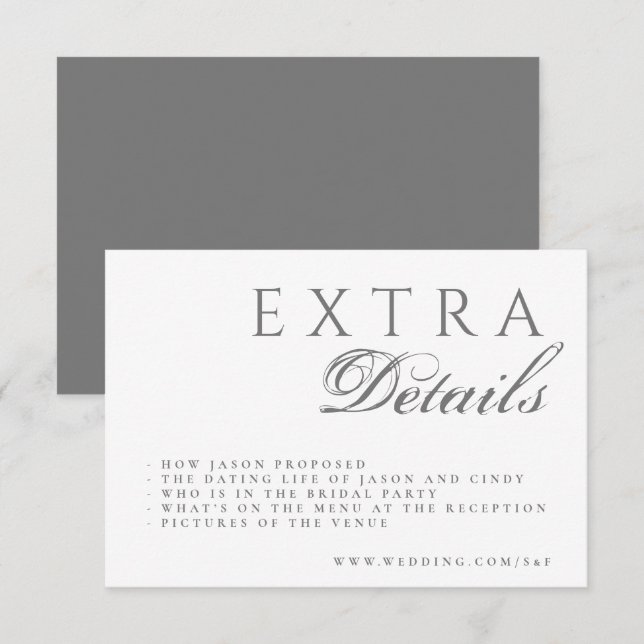 Formal Calligraphy Elegant Wedding Begleitkarte (Vorne/Hinten)