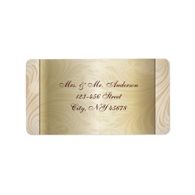 Formal Champagner gold Hochzeitadresse Labels Adressaufkleber (Vorne)