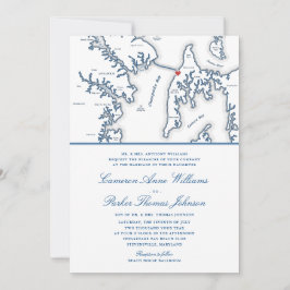 Formal Chesapeake Bay Beach Club Navy Blue Wedding Einladung