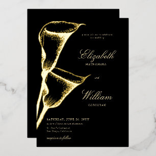 Formal Classic Calla Lilly BW Wedding Gold Folieneinladung