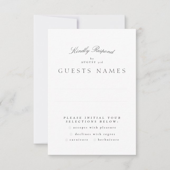 Formal Classic Elegant Calligraphy Wedding RSVP Karte (Vorderseite)