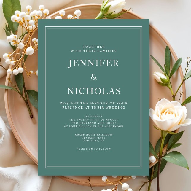 Formal Classic Emerald Green Wedding Einladung (Formal Classic Emerald Green Wedding Invitation)