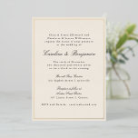 Formal Classic Gold Border Elegante Elfenbeinhochz Folieneinladung<br><div class="desc">Formale klassische Klassische Schrift Elegante Einladung zur Hochzeit mit schmalen Grenzen in Gold Foil und Online-UAWG in Elfenbein</div>