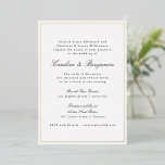 Formal Classic Gold Border Elegante schicke Hochze Folieneinladung<br><div class="desc">Formale klassische,  klassische Skriptsprache Elegante Einladung zur Hochzeit mit schmalen Border in Gold Foil und Online-UAWG Details</div>
