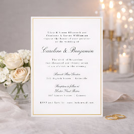 Formal Classic Gold Border Elegante schicke Hochze Folieneinladung