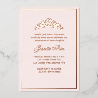 Formal Classic Luxury Blush Pink Quinceanera Folieneinladung