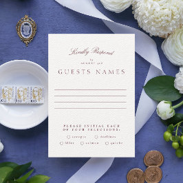 Formal Classic Maroon Burgundy Calligraphy Wedding RSVP Karte