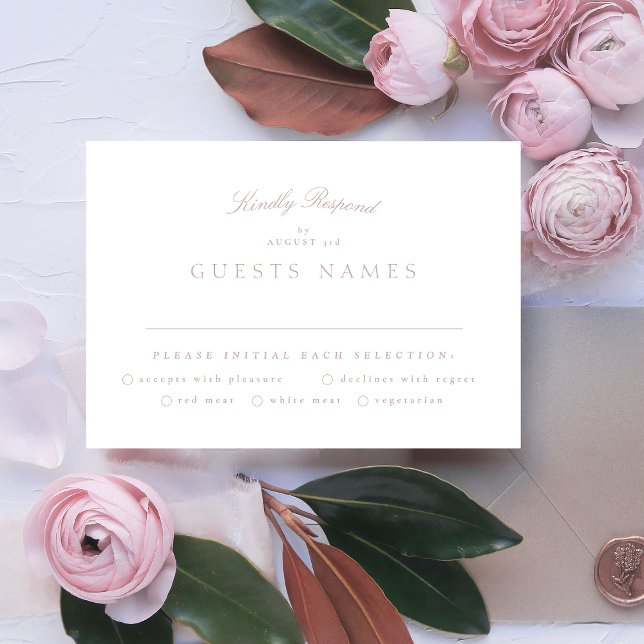 Formal Classic Pink Taupe Calligraphy Wedding RSVP Karte (Von Creator hochgeladen)