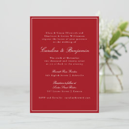 Formal Classic Red Script Elegant Wedding RSVP Einladung