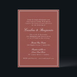 Formal Classic Rost Script Elegante Hochzeit Einladung<br><div class="desc">Eine zeitlose Hochzeitseinladung mit einem reichen Rostrot-Hintergrund mit klassischer Serif- und Skripttypografie für ein raffiniertes und raffiniertes Aussehen. Eine dünne, weiße Grenze verleiht dieser Touch Eleganz und eignet sich perfekt für moderne, rustikale Hochzeiten oder Herbsthochzeiten. Ideal für Paare, die ein schlichtes und stilvolles Hochzeitsgeschoss suchen, das den Ton für ein...</div>