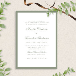 Formal Classic Sage Green Border Script Hochzeit Einladung
