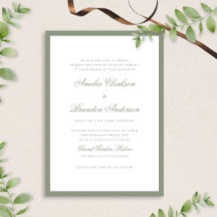Formal Classic Sage Green Border Script Hochzeit Einladung