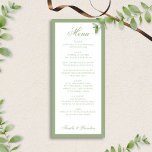 Formal Classic Sage Green Border Script Wedding Menükarte<br><div class="desc">This formal wedding menu features a timeless sage green border paired with elegant script typography for a refined and classic look. Designed to complement traditional, garden, and minimalist weddings, the soft green tones add warmth while maintaining a clean and sophisticated aesthetic. Perfect for formal receptions, plated dinners, or elegant wedding...</div>