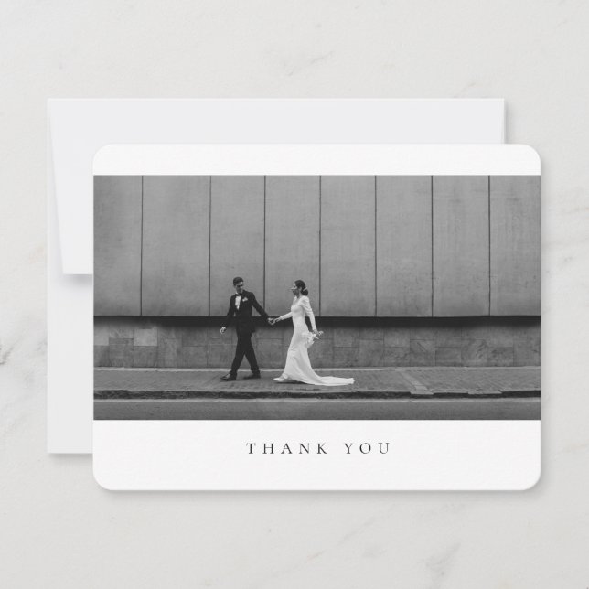 Formal Classic Wedding Photo Rounded Dankeskarte (Vorderseite)