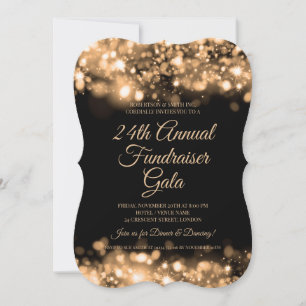 Formal Corporate Fundraiser Gold Glam Lights Einladung