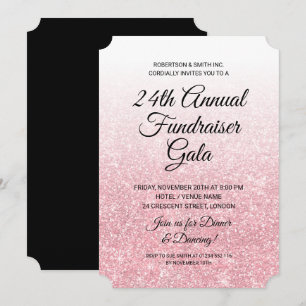 Formal Corporate Fundraiser Rose Gold Glitzer Einladung
