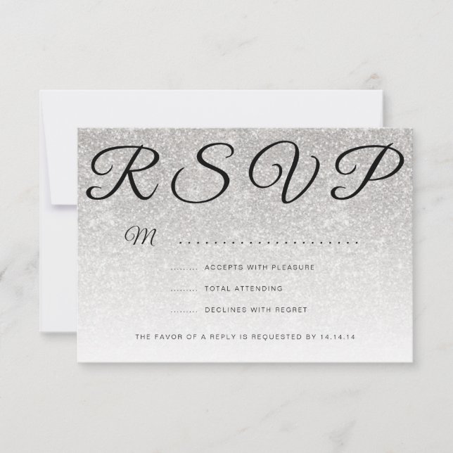 Formal Corporate Fundraiser Silver Glitzer RSVP Karte (Vorderseite)