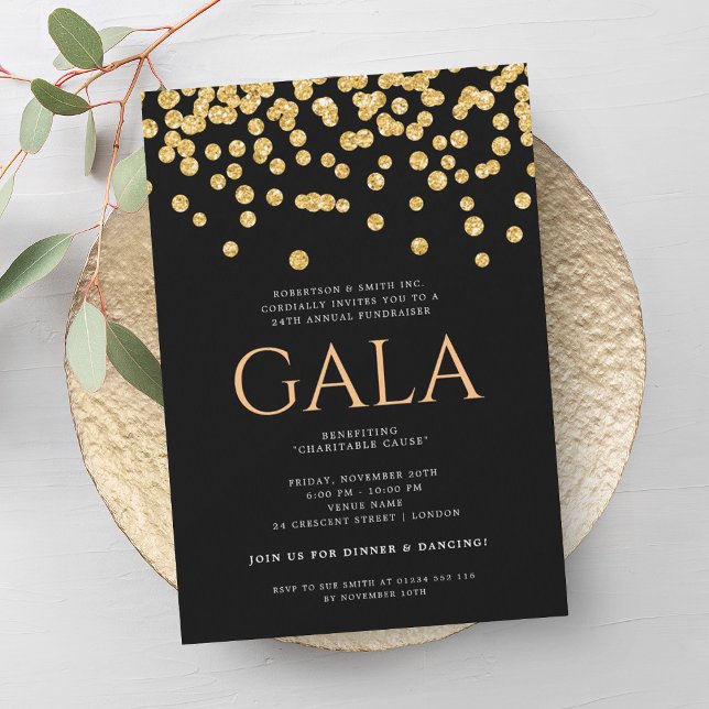 Formal Corporate Gala Ball Gold Glitzer Confetti Einladung (Formal Corporate Gala Ball Gold Glitter Confetti Invitation)