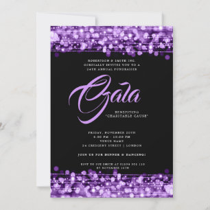 Formal Corporate Gala Ball Lila Glam Lights Einladung
