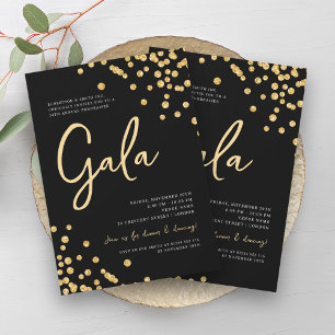 Formal Corporate Gala Gold Glitzer Confetti Black Einladung