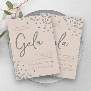 Formal Corporate Gala Silver Confetti Champagne Einladung