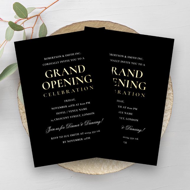 Formal Corporate Grand Opening Black Folieneinladung (Formal Corporate Grand Opening Black Foil Invitation)