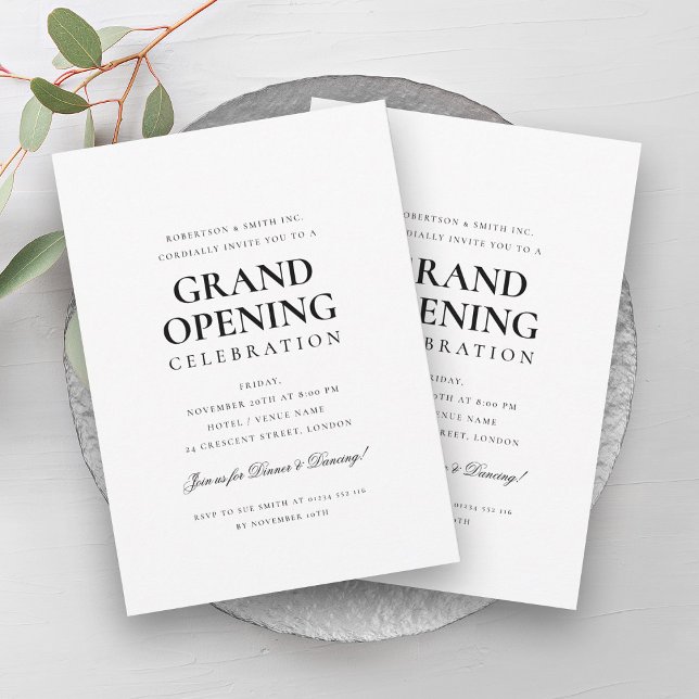 Formal Corporate Grand Opening Black & White Einladung (Formal Corporate Grand Opening Black & White Invitation)