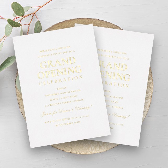 Formal Corporate Grand Opening White Folieneinladung (Elegant Formal Corporate Grand Opening White Foil Invitation)