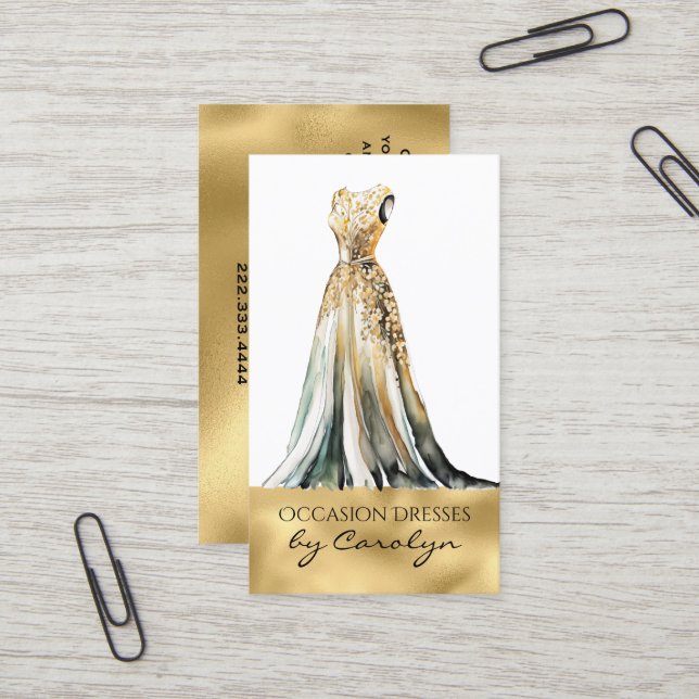 Formal Dress Wedding Seamstress Business Card Visitenkarte (Vorderseite/Rückseite Beispiel)