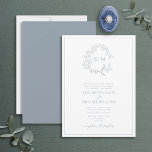 Formal Dusty Blue Leafy Wappen Monogram Wedding Einladung<br><div class="desc">Wir lieben diese trendige, formelle Hochzeitseinladung in staubblau! Es ist einfach, elegant und so hübsch, mit einem handgezeichneten, grünen Kranz umgeben von einem modernen Hochzeitsmonogramm. Traditionell, es enthält die Namen der Eltern, die die Hochzeit beherbergen, und ist personalisiert in eleganter Typografie und mit handgeschriebener Kalligrafie. Schließlich ist es in einem...</div>