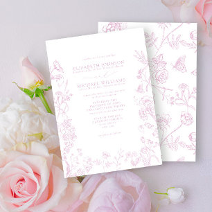 Formal Dusty Rose Chinoiserie Blumenhochzeit Einladung