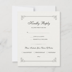 Formal Elegant   Antwortkarte mit Essensauswahl RSVP Karte